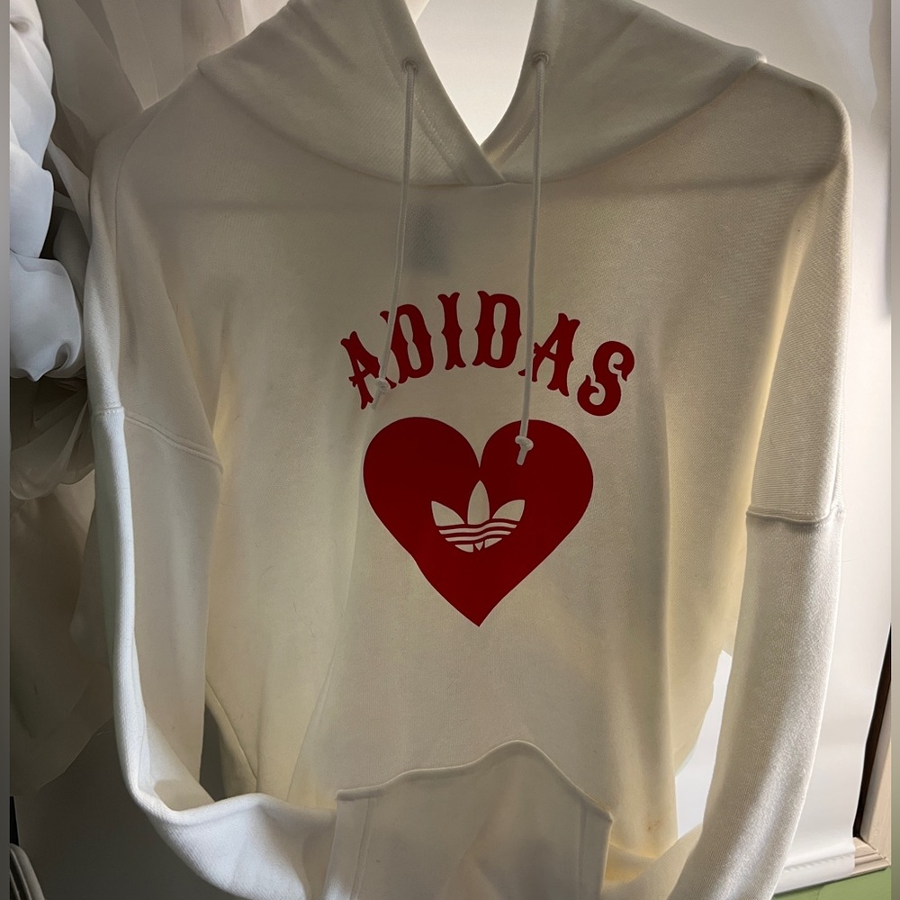 Adidas White Heart Hoodie